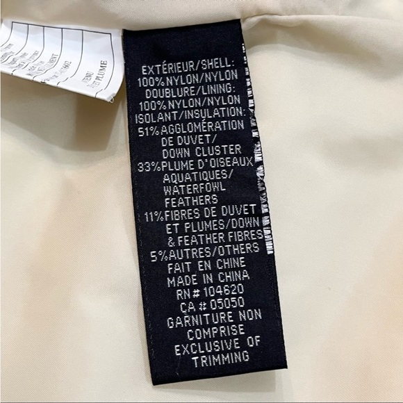 Jacob Cream Chevron Quilted Down Filled Long Puffer Coat Size S - Picture 10 of 14